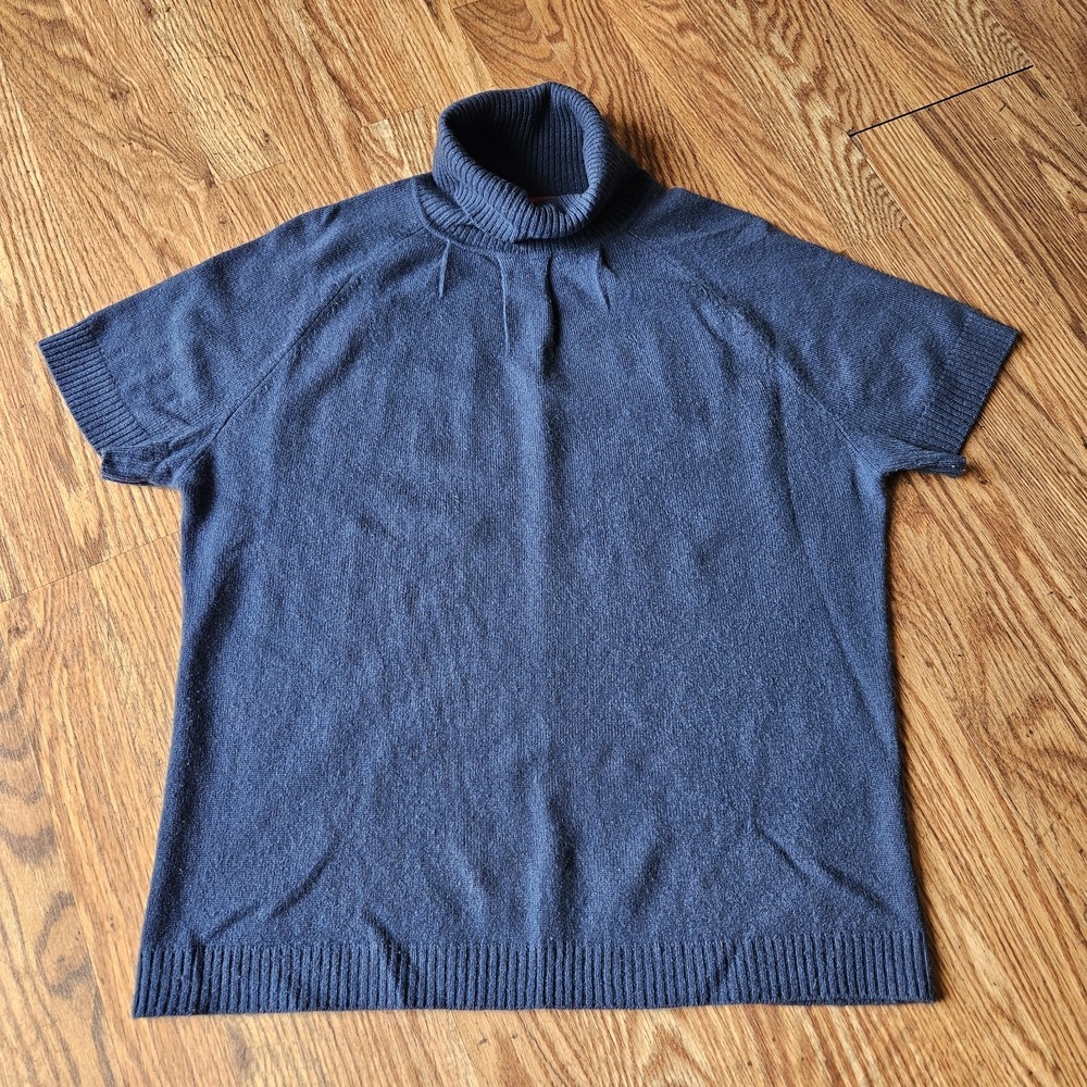 Cashmere Cache XL Blue Pullover Top 100% Cashmere Knit Luxury Sweater Shirt